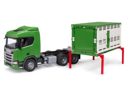 Bruder Scania Přepravník zvířat s figurkou krávy 1:16